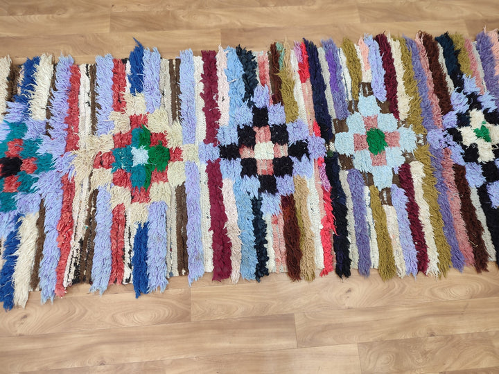  moroccan berber, colorful moroccan runner rug, moroccan rug boucherouite, area rug,  rag rug, wall hanging,glaoui  rug