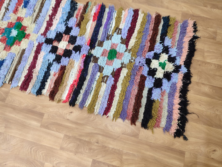  moroccan berber, colorful moroccan runner rug, moroccan rug boucherouite, area rug,  rag rug, wall hanging,glaoui  rug