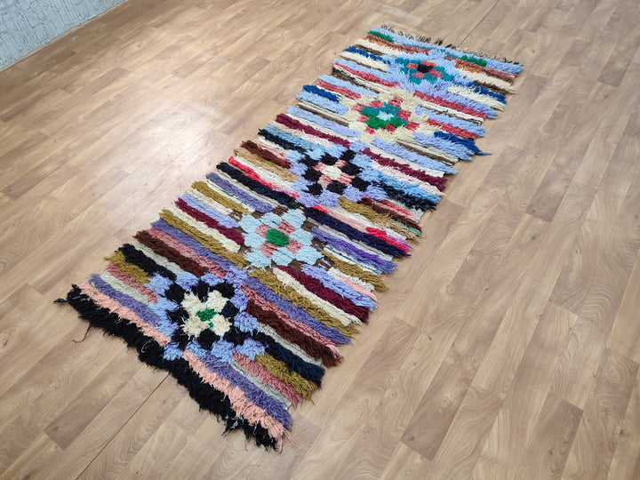  moroccan berber, colorful moroccan runner rug, moroccan rug boucherouite, area rug,  rag rug, wall hanging,glaoui  rug