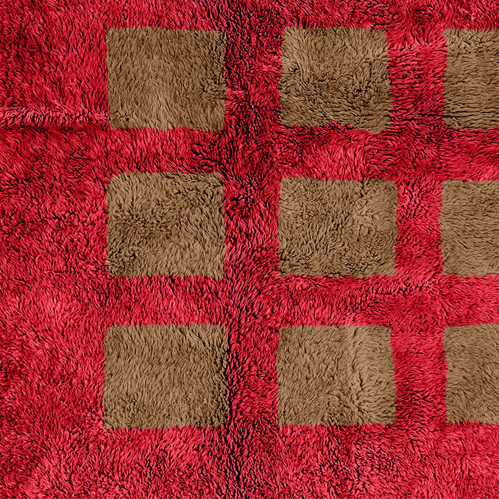 Brown Moroccan Rug, Checkered Rug, Area Rug , Beni Ourain Rug, Handmade Rug, Checkerboard Rug, Moroccan Shag Rug