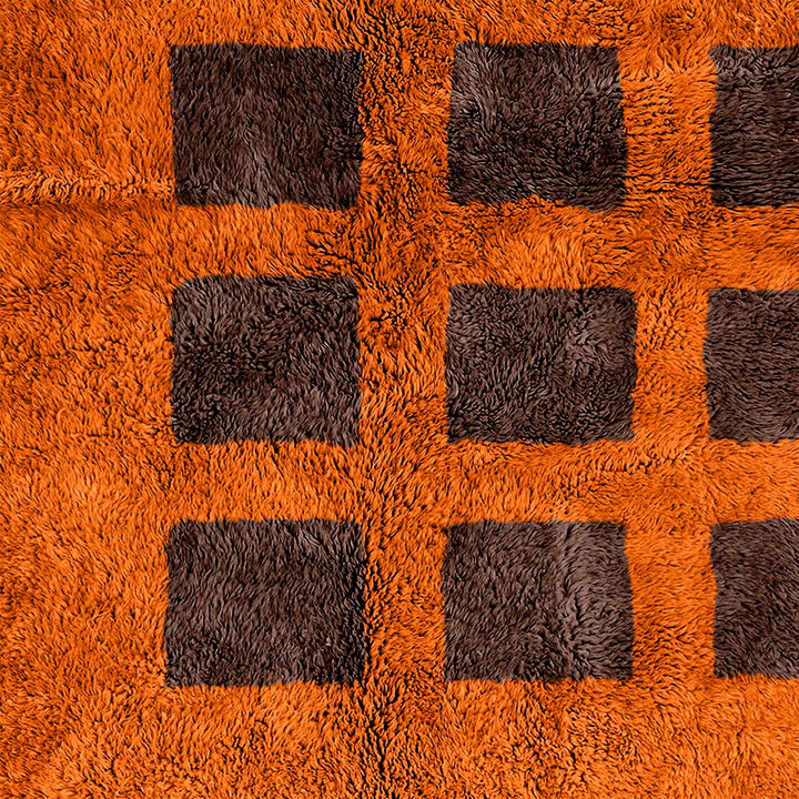 Brown and Orange checkered rug Beni Ourain rug for living room