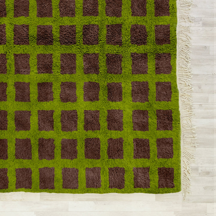 Green Moroccan Rug, Checkered Rug, Beni Ourain Rug, Checkerboard Rug, Handmade Rug, Wool Rug, Area Rug , Bedroom Rug