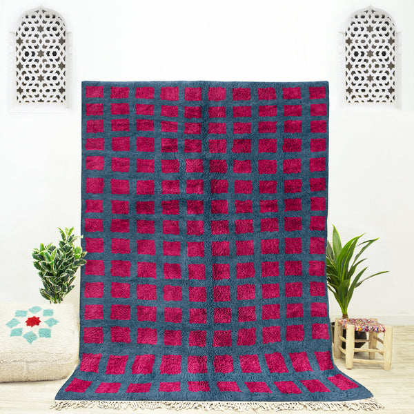 Checkered Rug, Moroccan Shag Rug, Beni Ourain Rug, Checkerboard Rug, Area Rug , Checkered Area Rug