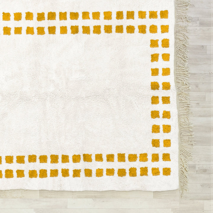 Checkered rug  Moroccan rug  Yellow and White checkeredrug  checkerboard Handmade custom rug  Beni ourain rug
