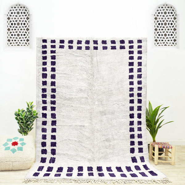 A Purple area Moroccan Beni Ourain checkerboard rug