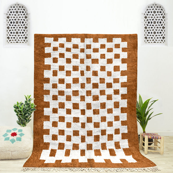 Beni ourain checkered rug, Moroccan Berber checkerboard Area Rug, Handmade custom moroccan rug