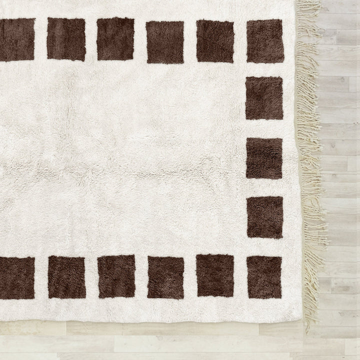 A Brown area Moroccan Berber checkerboard rug