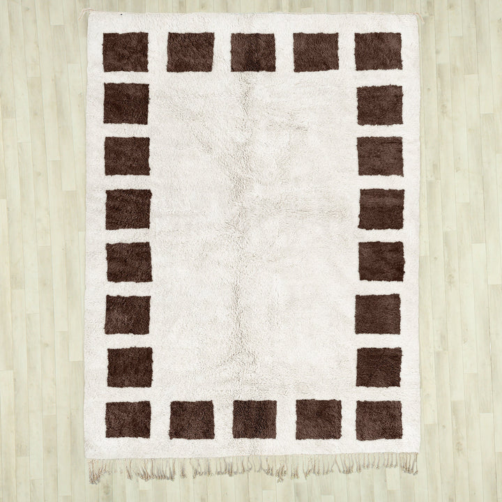 A Brown area Moroccan Berber checkerboard rug