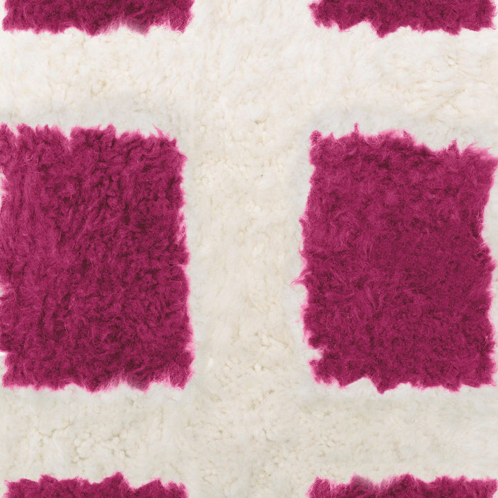 Custom sheepskin Moroccan Beni Ourain Red and White checkered rug