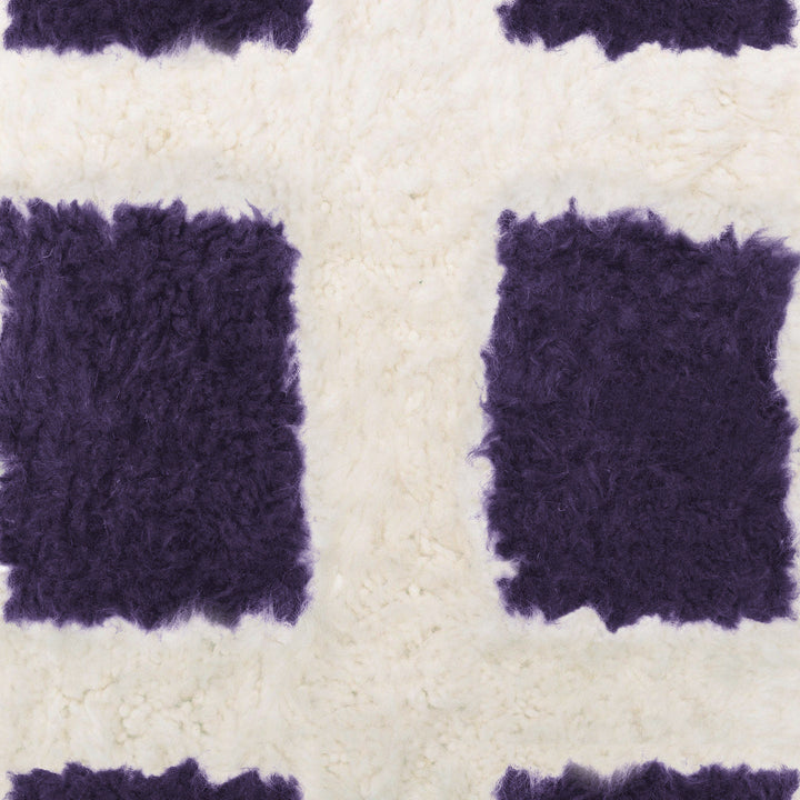 A custom handmade Purple Moroccan Berber checkerboard rug