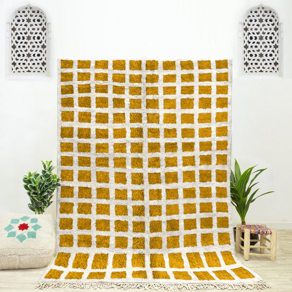 Handmade Moroccan checkered rug, Berber Custom area rug, Beni Ourain Checkerboard Rug