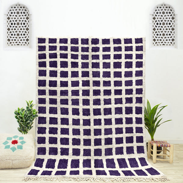 Checkered Rug, Moroccan Rug, Shag Rug, Wool Rug, Beni Ourain Rug, Checkerboard Rug, Area Rug , Rug for Living Room