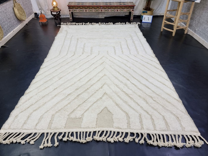 GORGEOUS MOROCCAN RUG, Handmade Rug , Off White Rug, Berber Wool Rug, Striped Wool Carpet, Tufted Wool Rug, Area Rug, Handwoven Wool Rug.