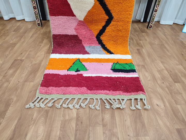 Authentic Moroccan Rug, Vibrant Boujaad Rug, Azilal rug, Bright Colored Rug, Abstract Carpet, Handmade Rug, Bohemian Rug, Tapis Marocain