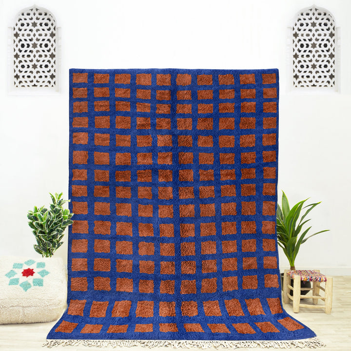 Custom Beni Ourain Moroccan checkered rug for living room