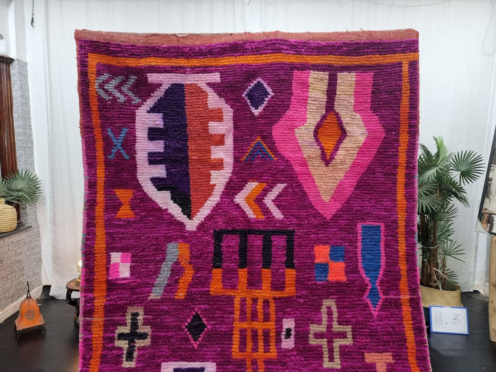 STUNNING MOROCCAN RUG, Beniourain Rug , Orange  Purple Rug, AbstractRug, Handmade Rug, Area Rug, Handwoven Rug, Berber Rug, Funky Rug