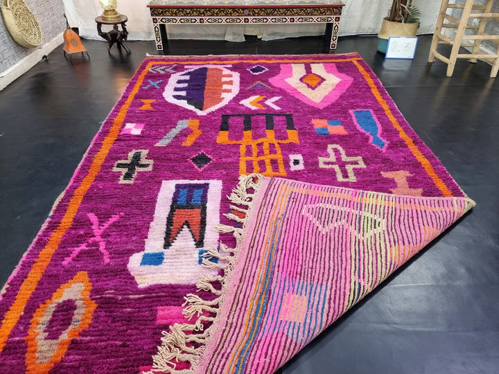 STUNNING MOROCCAN RUG, Beniourain Rug , Orange  Purple Rug, AbstractRug, Handmade Rug, Area Rug, Handwoven Rug, Berber Rug, Funky Rug