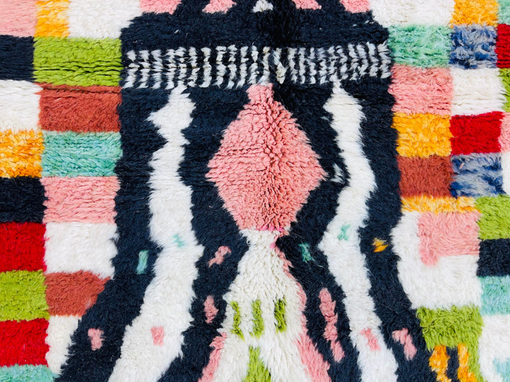 Custom Colored checkered abstract rug, chekerboard beni ourain rug, soest tued rug, bohemian handmade berber rug