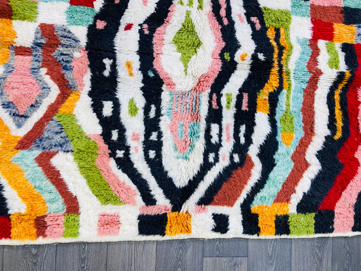 Custom Colored checkered abstract rug, chekerboard beni ourain rug, soest tued rug, bohemian handmade berber rug