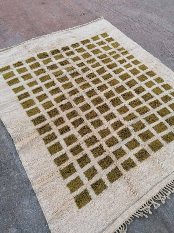 Moroccan rug , berber rug, Beni Mrirt rug, Beni Ourain style, Green Moroccan rug, 