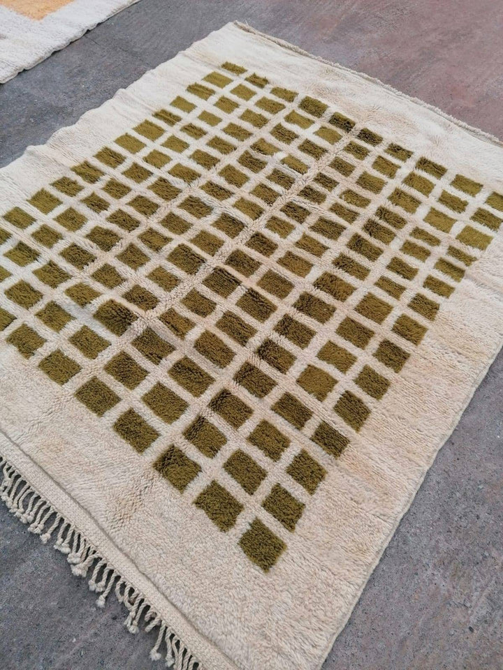 Moroccan rug , berber rug, Beni Mrirt rug, Beni Ourain style, Green Moroccan rug, 