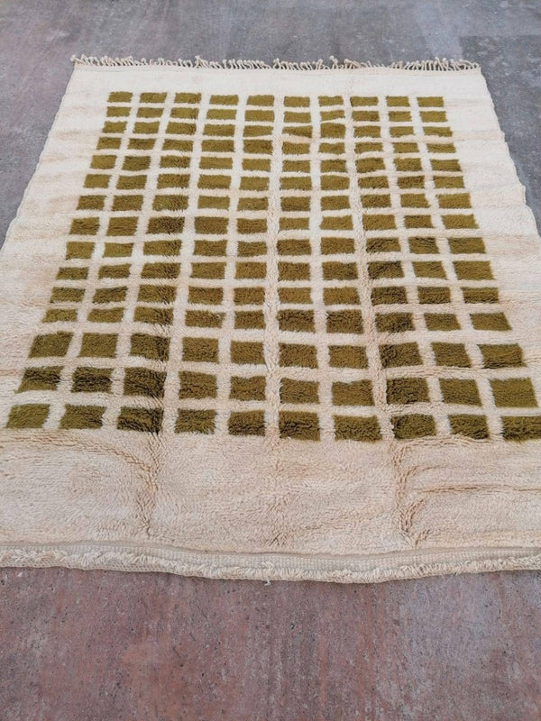 Moroccan rug , berber rug, Beni Mrirt rug, Beni Ourain style, Green Moroccan rug, 