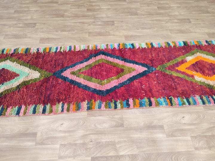 Gorgeous BeniOurain Runner, Moroccan Handmade runner, multi color Rug, Berber Rug, Abstract Rug, boujad rug, Tappish Marokko. Authentic Rug