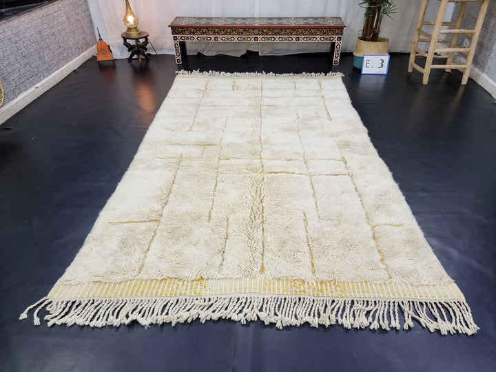 ARTISTIC MRIRT RUG, White Handmade Moroccan Rug , Berber Rug, Tribal Rug, Sheep Wool Rug, Checkered Rug, Off White Wool Rug, Area Rug