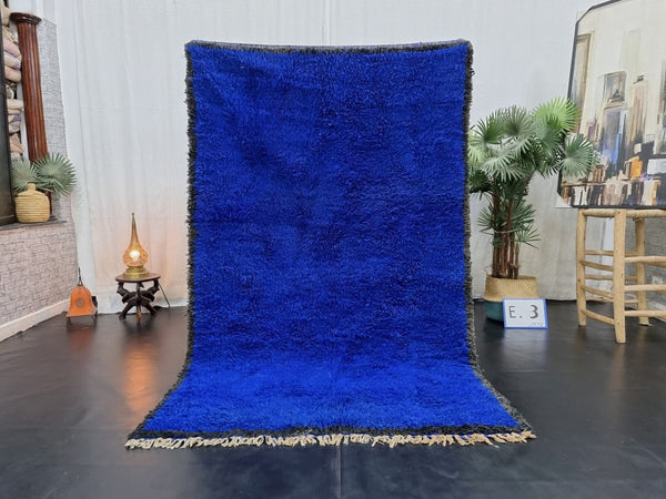 UNIQUE BENIOURAIN RUG, Moroccan Rug , Royal Blue Rug, Solid Rug, Handmade Rug, Handwoven Rug, Area Rug, Bohemian Rug, Boho Rug, Plain Rug