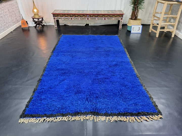 UNIQUE BENIOURAIN RUG, Moroccan Rug , Royal Blue Rug, Solid Rug, Handmade Rug, Handwoven Rug, Area Rug, Bohemian Rug, Boho Rug, Plain Rug