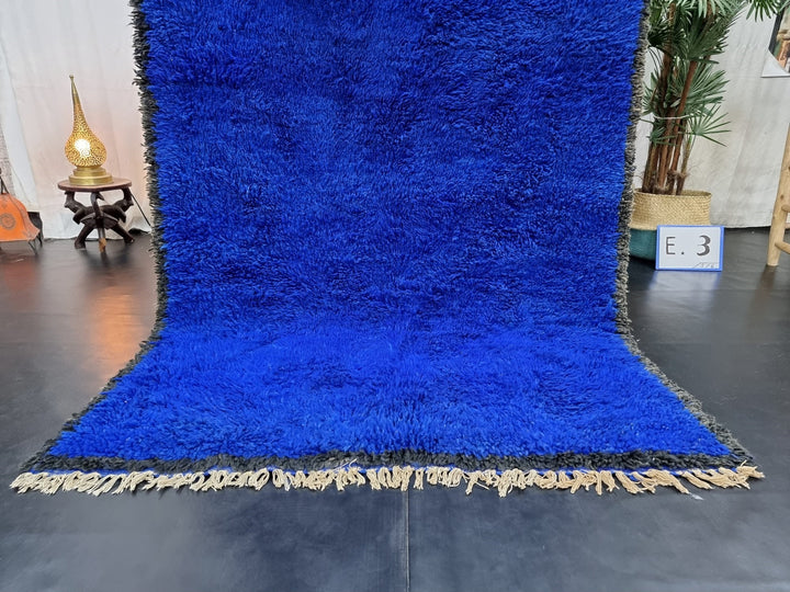 UNIQUE BENIOURAIN RUG, Moroccan Rug , Royal Blue Rug, Solid Rug, Handmade Rug, Handwoven Rug, Area Rug, Bohemian Rug, Boho Rug, Plain Rug