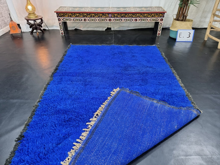 UNIQUE BENIOURAIN RUG, Moroccan Rug , Royal Blue Rug, Solid Rug, Handmade Rug, Handwoven Rug, Area Rug, Bohemian Rug, Boho Rug, Plain Rug