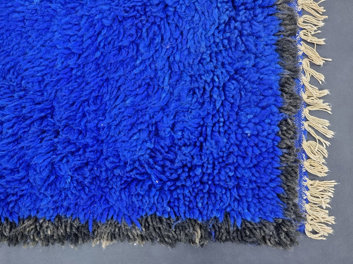 UNIQUE BENIOURAIN RUG, Moroccan Rug , Royal Blue Rug, Solid Rug, Handmade Rug, Handwoven Rug, Area Rug, Bohemian Rug, Boho Rug, Plain Rug