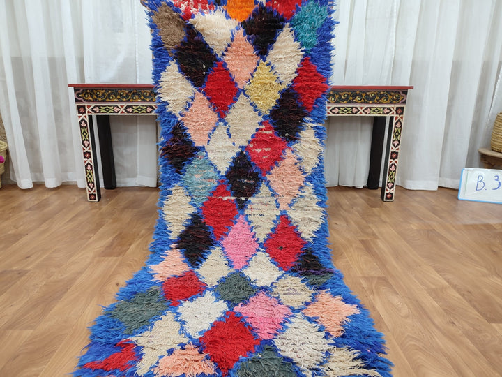  moroccan berber, colorful moroccan runner rug, moroccan rug boucherouite, area rug,  rag rug, wall hanging,glaoui  rug