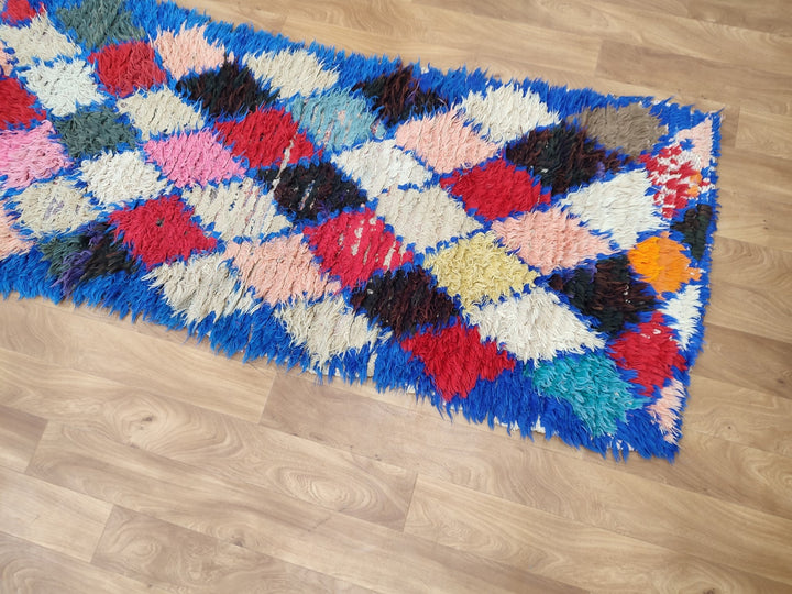  moroccan berber, colorful moroccan runner rug, moroccan rug boucherouite, area rug,  rag rug, wall hanging,glaoui  rug