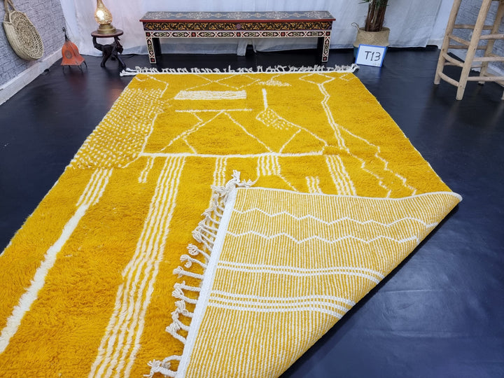 SPECTACULAR WOOL RUG For Your Living Room, Moroccan Mustard Rug Handmade From Wool of Sheep, Minimalistic Rug Inspired From Nomadic Tribes