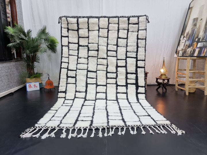 PRETTY MOROCCAN RUG, Handmade Rug , Black  White Rug, BerberRug, Checkered Rug, Black Rug, Area Rug, Beniourain rug, Checkerboard Rug