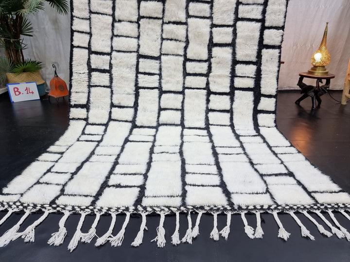 PRETTY MOROCCAN RUG, Handmade Rug , Black  White Rug, BerberRug, Checkered Rug, Black Rug, Area Rug, Beniourain rug, Checkerboard Rug