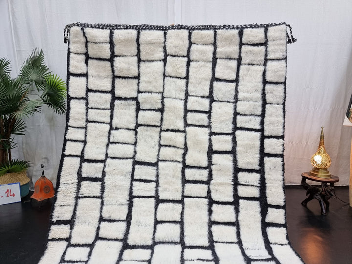 PRETTY MOROCCAN RUG, Handmade Rug , Black  White Rug, BerberRug, Checkered Rug, Black Rug, Area Rug, Beniourain rug, Checkerboard Rug