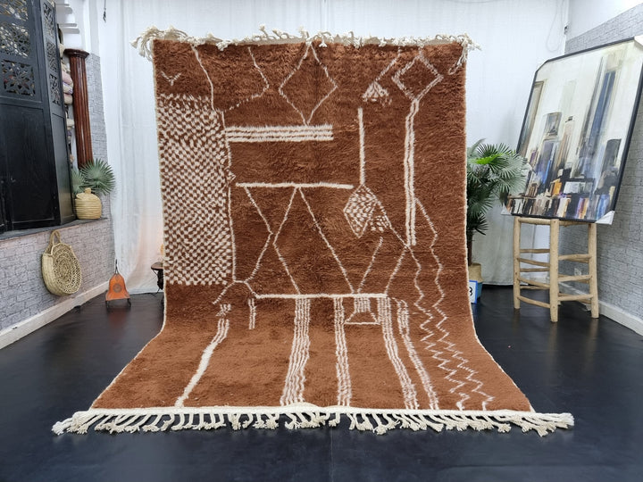 AMAZING BENIOURAIN RUG, Moroccan Rug , Brown Rug, Abstract Rug, Handmade Rug, Handwoven Rug, Area Rug, Bohemian Rug, Plain Rug, Wool Rug