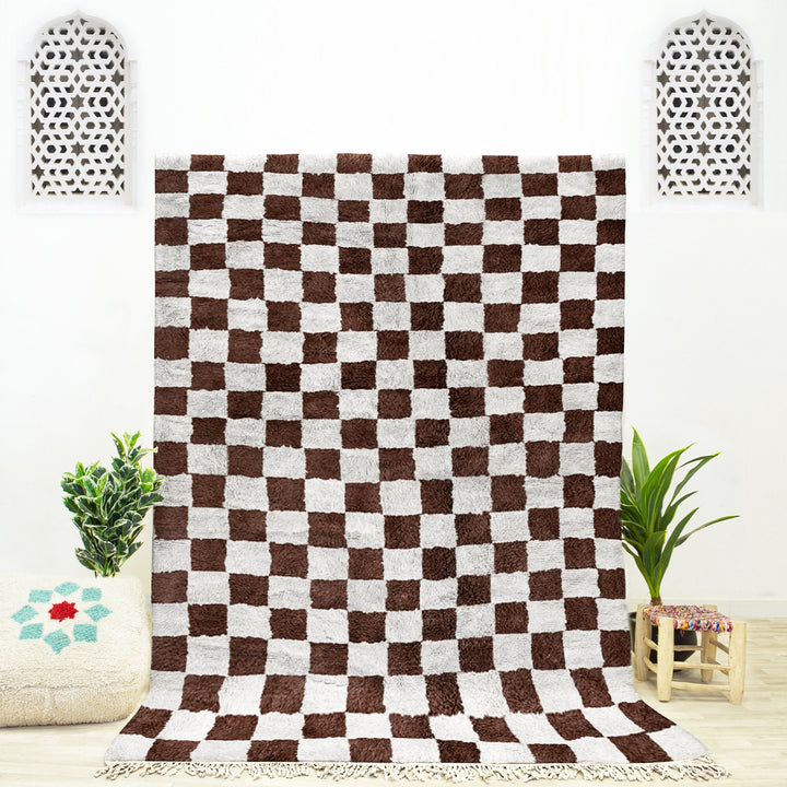 Beni ourain checkered rug, Moroccan Berber checkerboard Area Rug, Handmade custom moroccan rug