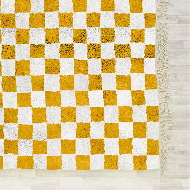 Custom Beni Ourain Moroccan checkerboard rug for bedroom and living room