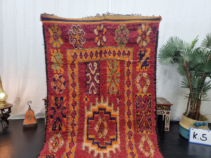  moroccan rug, handwoven benimguiled rug, red and orange rug, handmade  rug, berber rug, , heirloom rug, baluch rug