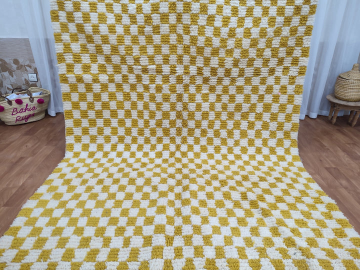 Custom Moroccan mustard checkered rug Moroccan checkered rug, Moroccan checkerboard rug Checkered area rug Checkerboard Rug, beniourain rug