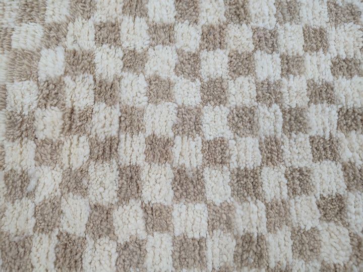 Large light beige and white checkered rug, Moroccan Berber checkered rug Checkered area rug Checkerboard Rug beniourain rug Soft Colored Rug