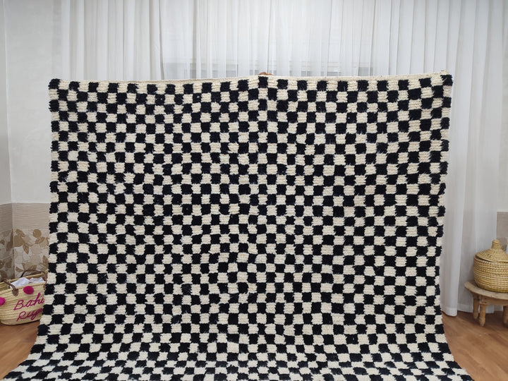 Moroccan Rug, Checker black and white Rug, Custom Rug Handmade Rug, Beni Ourain Rug, Tribal Berber Rug, Authentic Checkered Carpet, Soft Rug