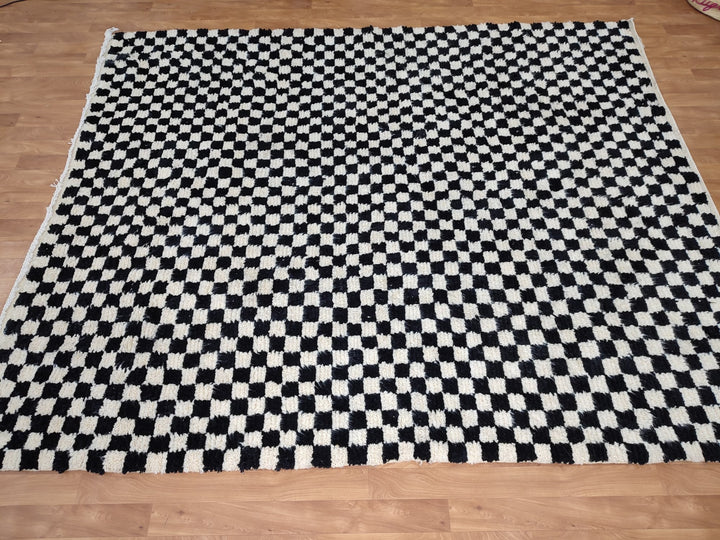 Moroccan Rug, Checker black and white Rug, Custom Rug Handmade Rug, Beni Ourain Rug, Tribal Berber Rug, Authentic Checkered Carpet, Soft Rug