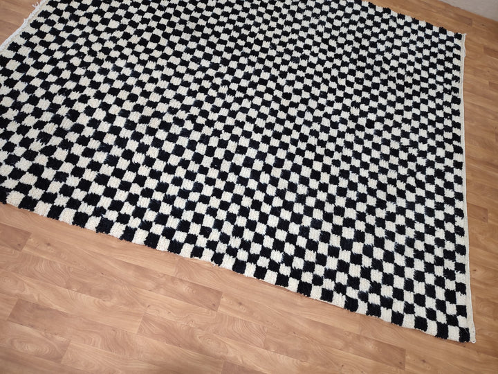 Moroccan Rug, Checker black and white Rug, Custom Rug Handmade Rug, Beni Ourain Rug, Tribal Berber Rug, Authentic Checkered Carpet, Soft Rug