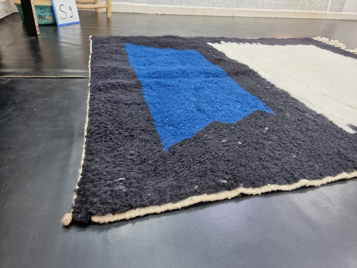 PRETTY BENIOURAIN RUG, Moroccan Rug , Royal Blue Rug, Abstract Berber Rug, Handmade Rug, Handwoven Rug, Area Rug, Bohemian Rug, Plain Rug