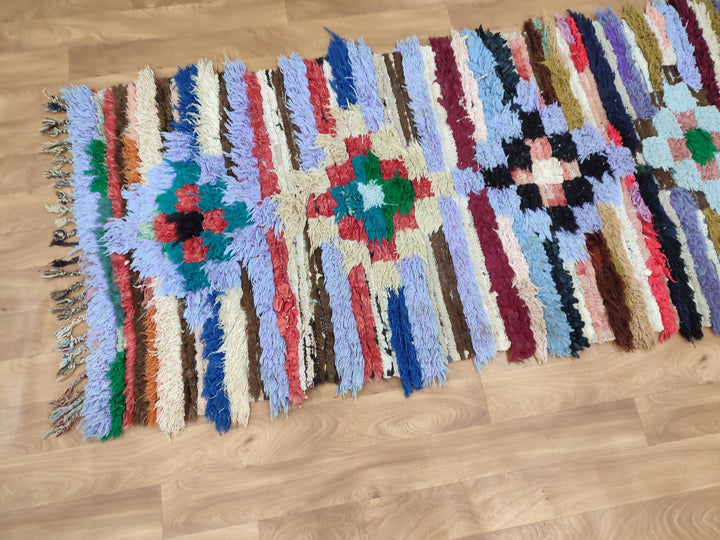  moroccan berber, colorful moroccan runner rug, moroccan rug boucherouite, area rug,  rag rug, wall hanging,glaoui  rug